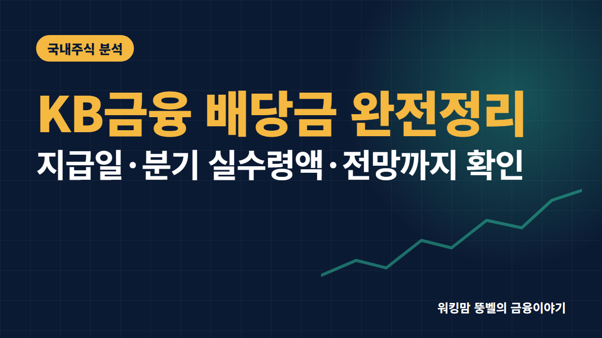 KB금융 배당금 지급일과 분기별 실수령액 및 주가 전망 완벽 분석 핵심 요약